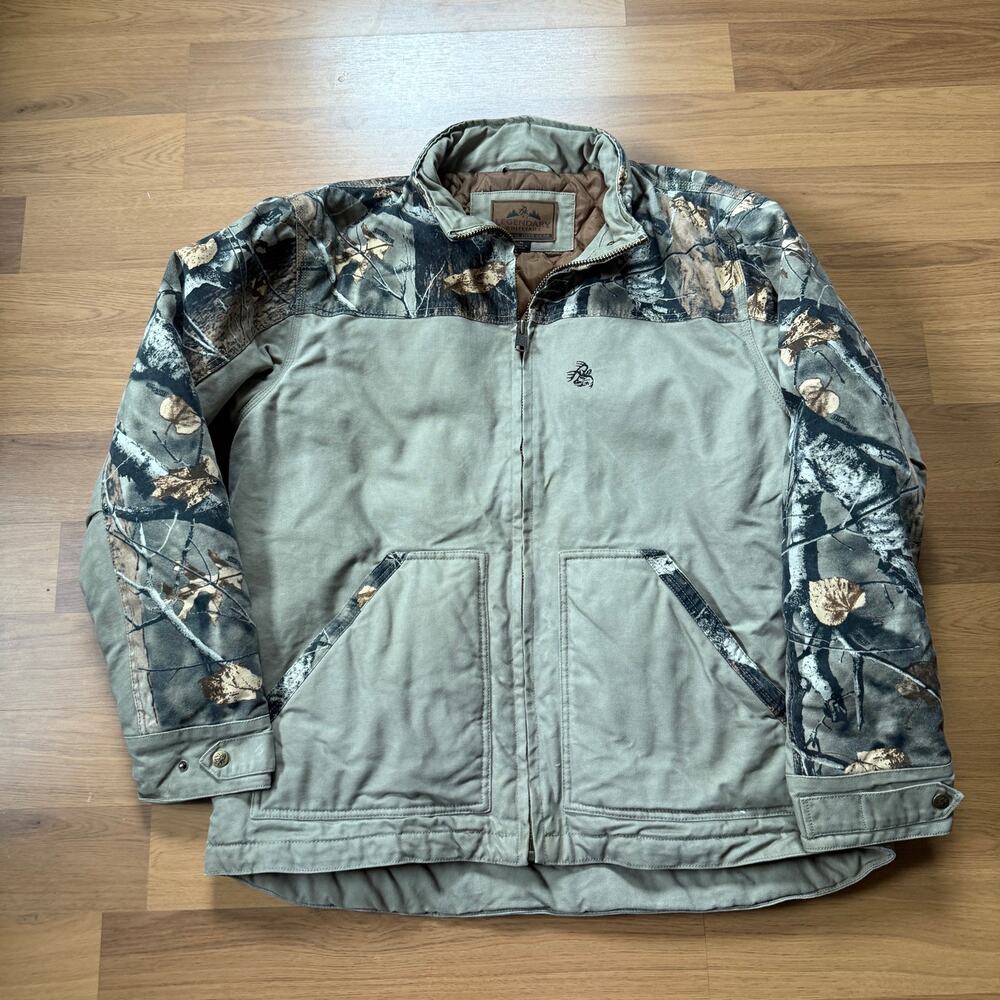 Men's Legendary Whitetails Camouflage Canvas Zip Up Quilt Lined Work Jacket XL